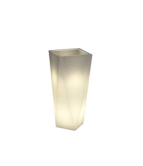 Bloempot VASO - 32x25x72cm - met LED verlichting - wit