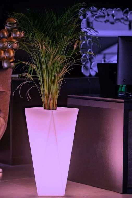 Bloempot VASO - 32x25x72cm - met LED verlichting - wit