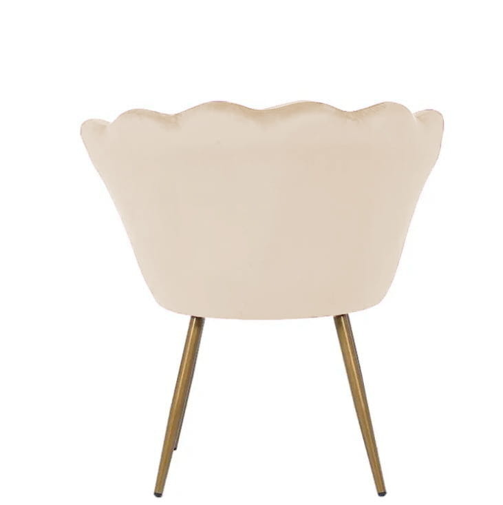 Schelp stoel - fauteuil - 58x51x88 cm - velvet - beige, goud