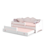 Kinderbed EMMA - bedbank met 2 matrassen - 160x80cm - wit roze