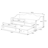 Kinderbed EMMA - bedbank met 1 matras - 160x80cm - wit roze