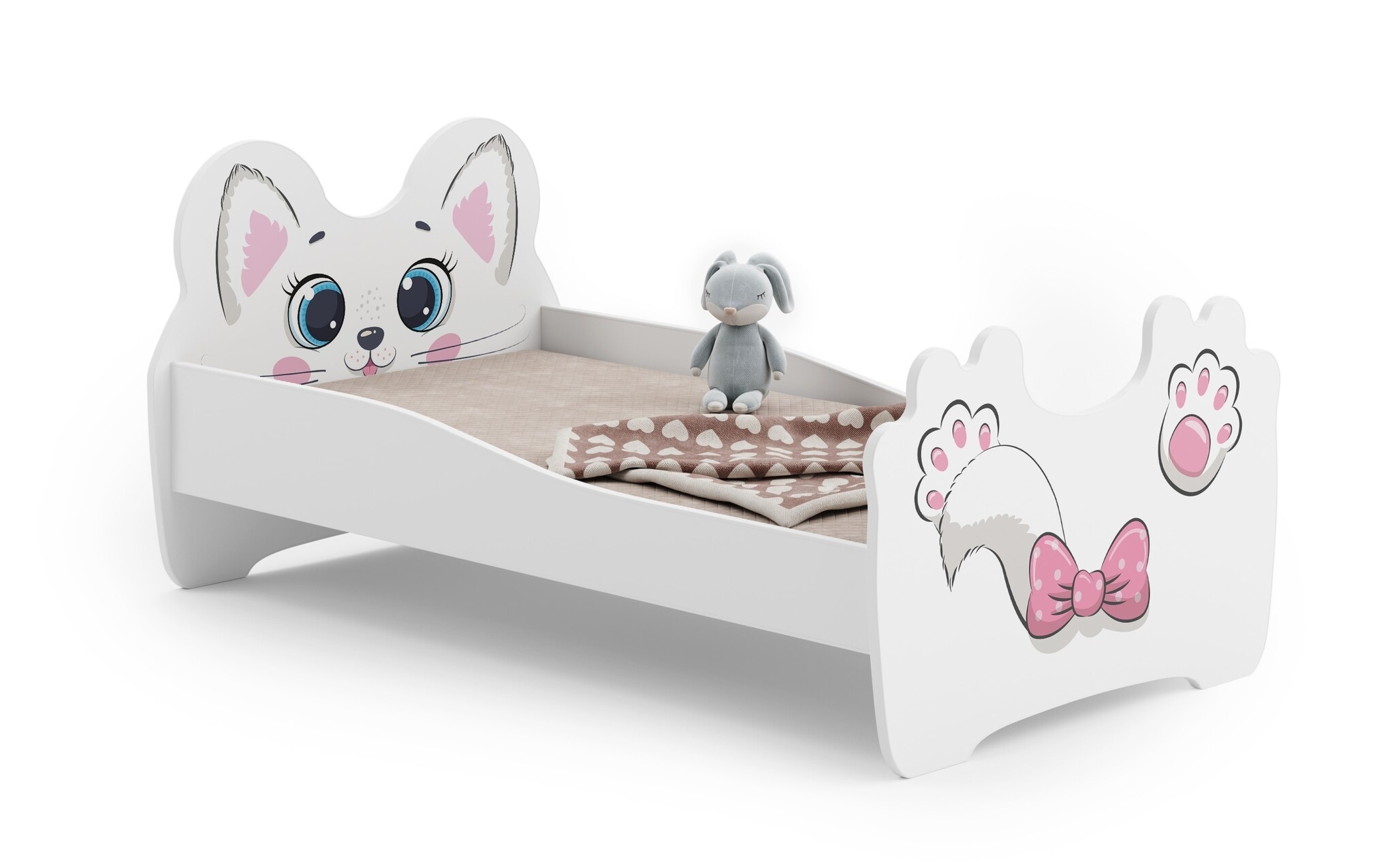 Peuterbed - kinderbed - roze poes - 160x80 cm - met matras