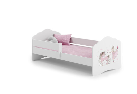 Peuterbed FALA - kinderbed met matras - 160x80cm - wit roze