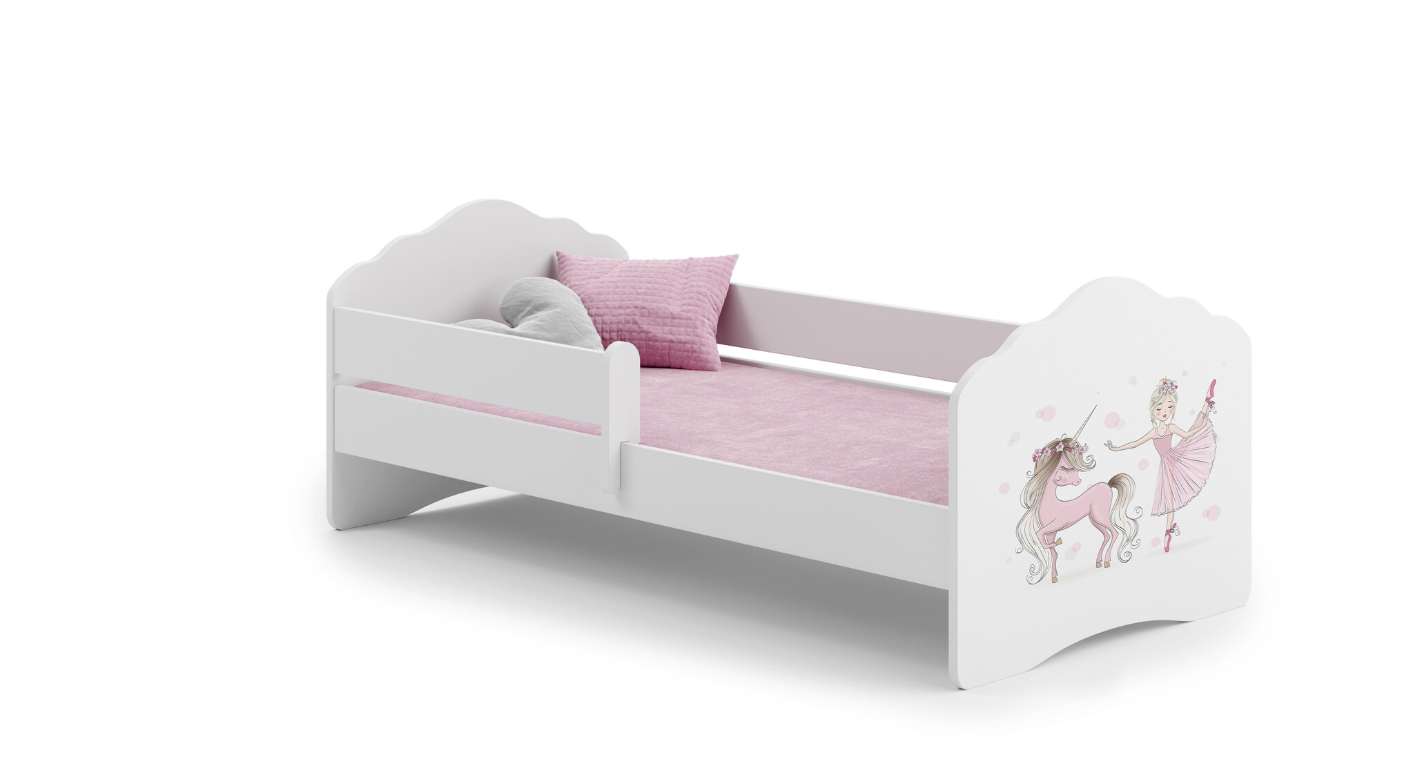 Peuterbed FALA - kinderbed met matras - 160x80cm - wit roze