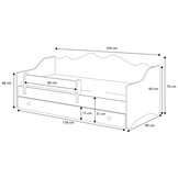 Kinderbed EMMA - bedbank - met lade en matras - 160x80cm - wit
