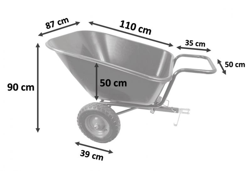 Kruiwagen - met kiepfunctie - 145x87x50cm - tot 400 kg - zwart
