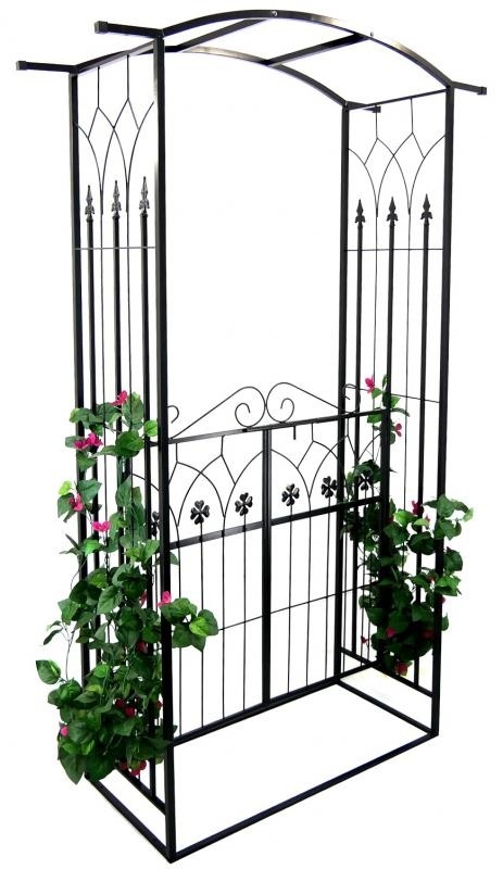 Gardenline - rozenboog metaal met hekje - 106x50x217cm - zwart