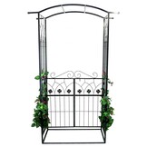 Gardenline - rozenboog metaal met hekje - 106x50x217cm - zwart