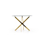 RAYMOND - eettafel - glas - rond - 100 cm - goud