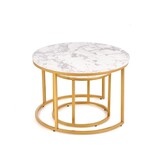PAOLA - salontafel rond - set van 2 - marmer, goud