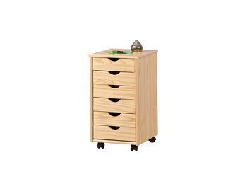 Ladekast NILS - 36x65x40 cm - met wieltjes - gelakt grenenhout