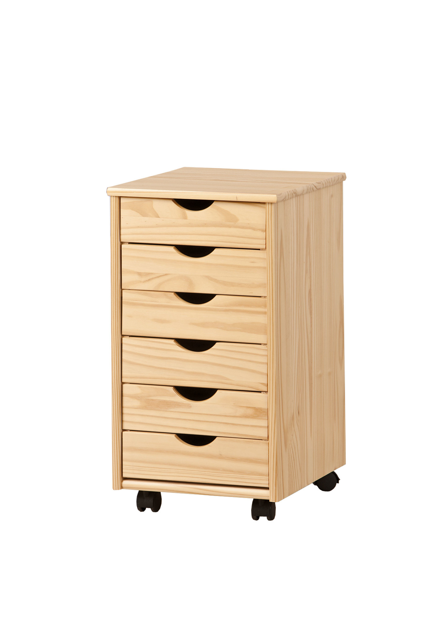 Ladekast NILS - 36x65x40 cm - met wieltjes - gelakt grenenhout