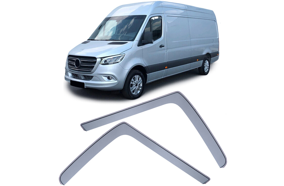 Zijwindschermen geschikt voor Mercedes Sprinter W907 vanaf 18 - Regen-/winddeflector - Zwarte rook
