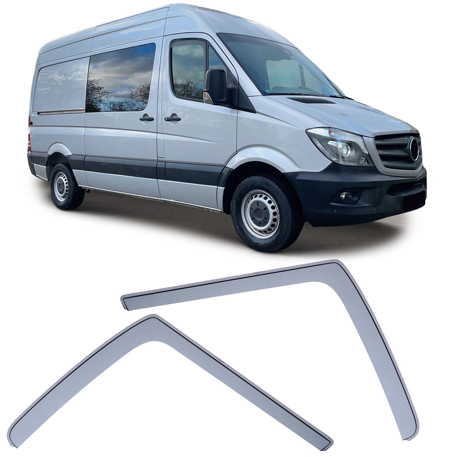 Zijwindschermen geschikt voor Mercedes Sprinter W906 2006-2018 - Zwart
