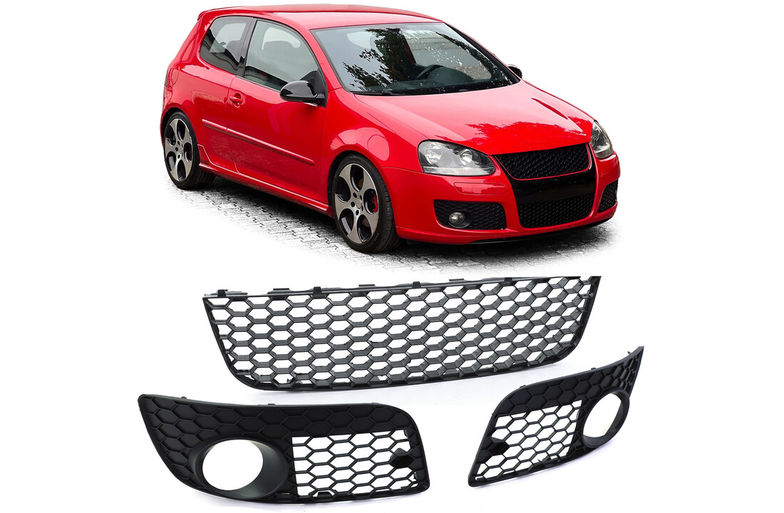 Honingraat grille - bumper set - geschikt voor VW Golf 5 GTI 04-09