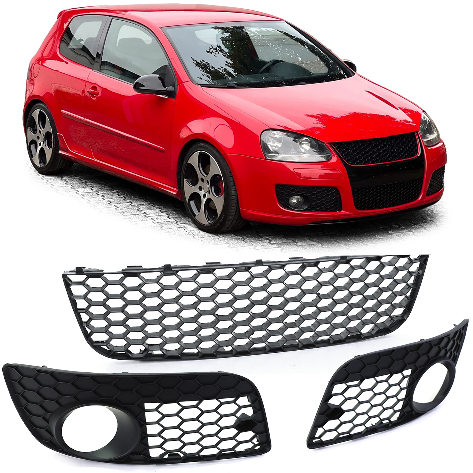 Honingraat grille - bumper set - voor VW Golf 5 GTI 04-09