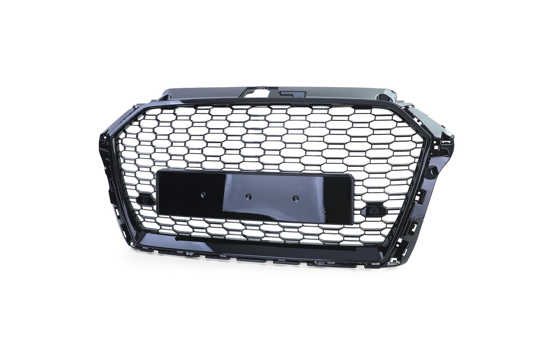 Honingraat grill - geschikt voor Audi A3 8V 16-20 - zwart glanzend - PDC geschikt
