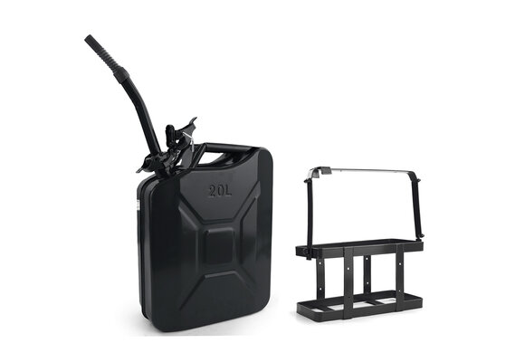 Jerrycan - 20 liter - met vulhals en beugel - metaal - zwart