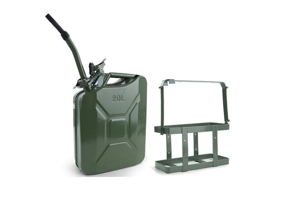 Jerrycan - 20 liter - met vulhals en beugel - metaal - groen