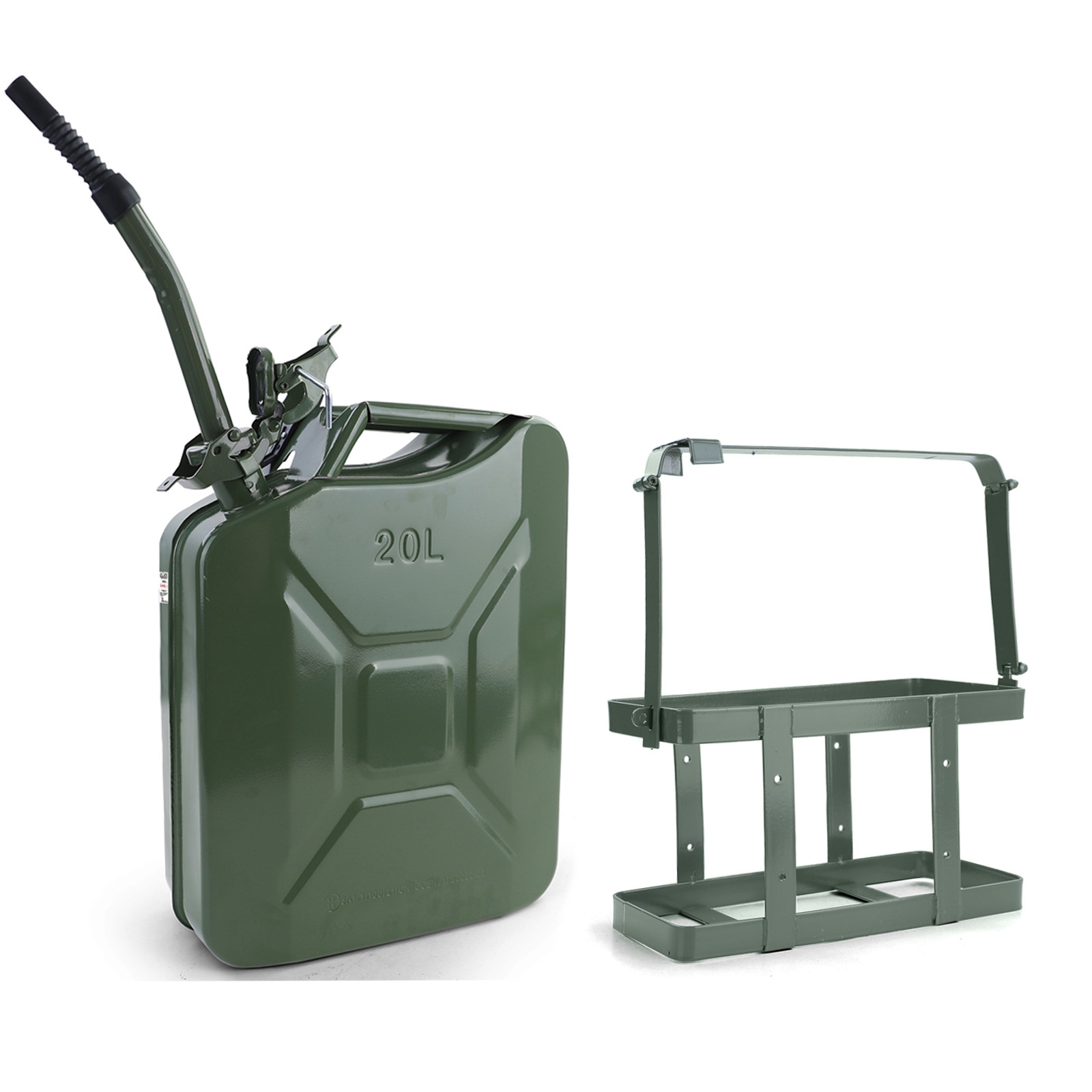 Jerrycan - 20 liter - met vulhals en beugel - metaal - groen