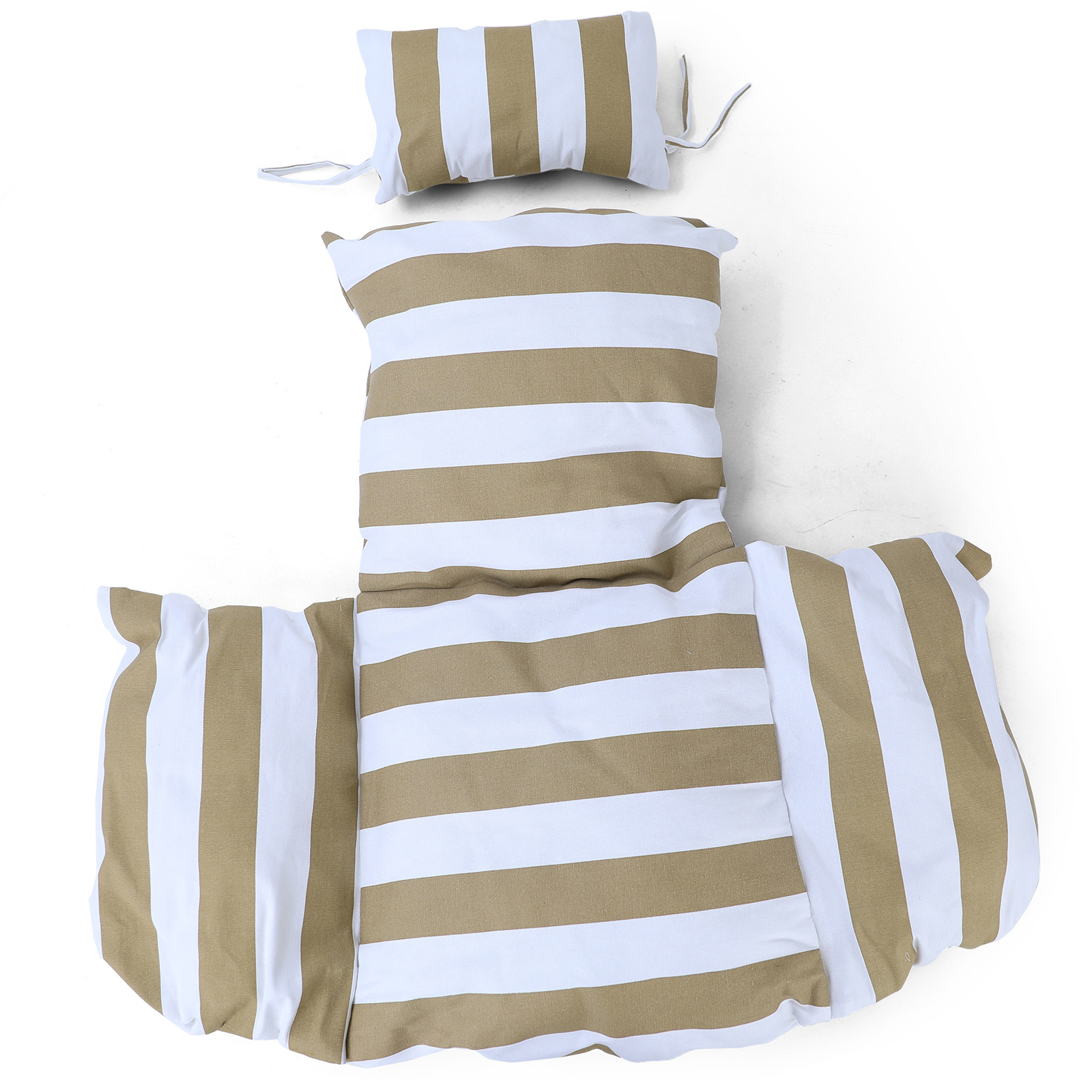 Hangstoel kussen - 2-delig - gestreept - bruin wit