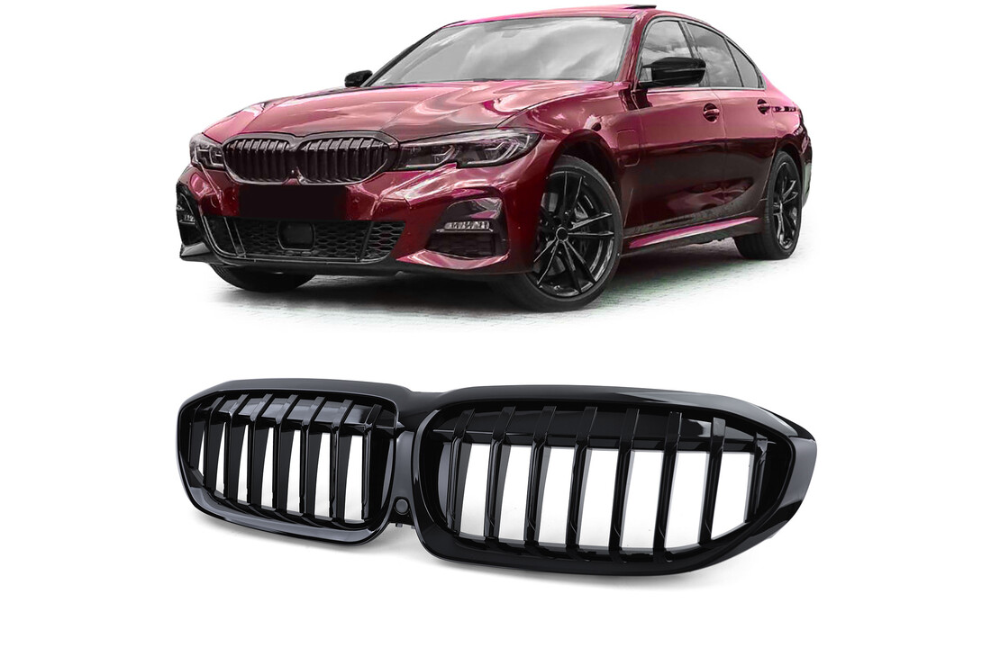 Grill nieren - geschikt voor BMW 3 Serie G20 G21 - Sportief design - Zwart glans