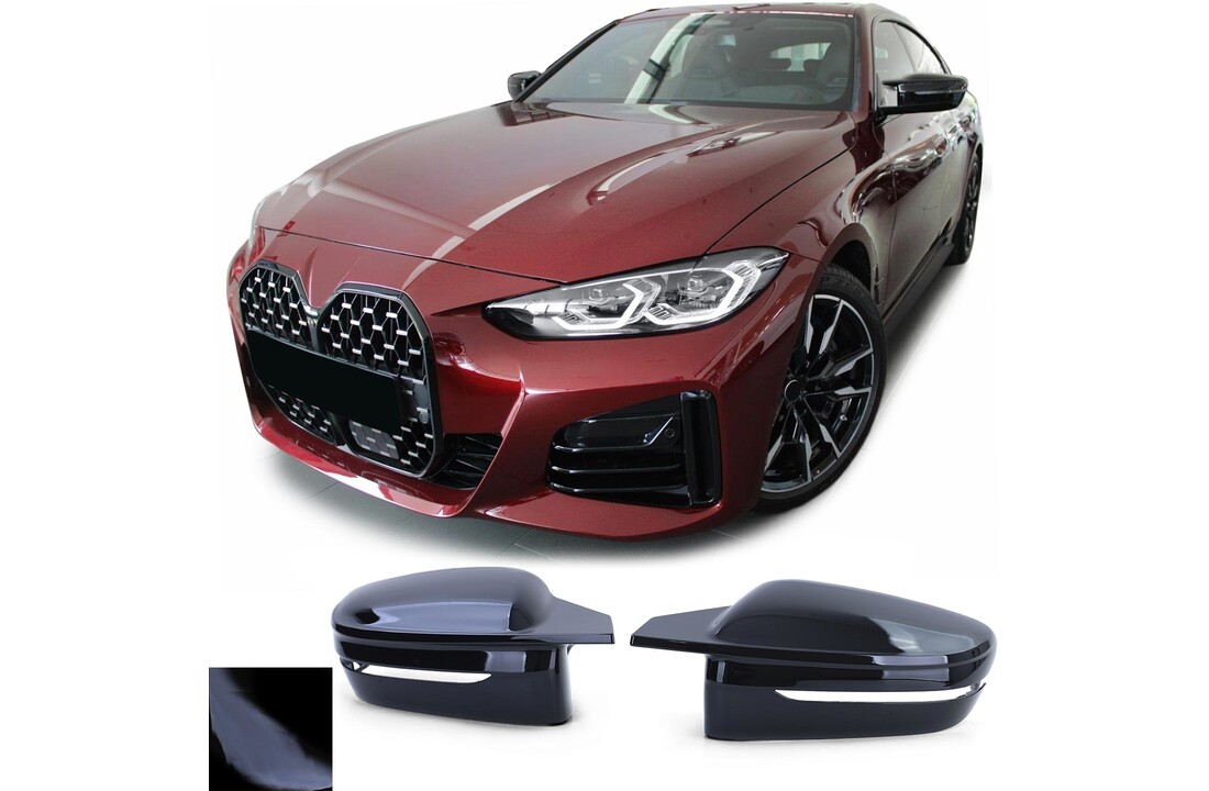 Spiegelkappen geschikt voor BMW 4 Serie G22 G23 G26 vanaf 2020 - Zwart Glans - Sport