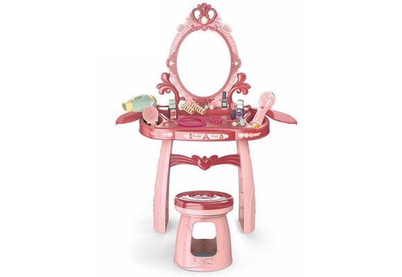 Kaptafel kind - make up tafel met spiegel - 44x24,5x76cm - roze