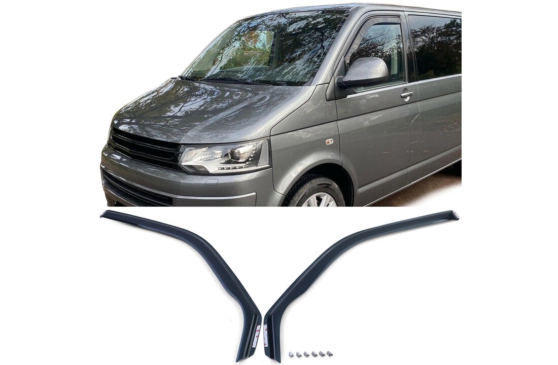 Zijwindschermen geschikt voor VW Bus T5/T6 vanaf 04/2003 - Black Smoke