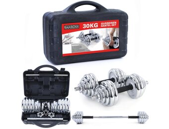 Dumbell set - halterset - 30 kg - chroom - in koffer