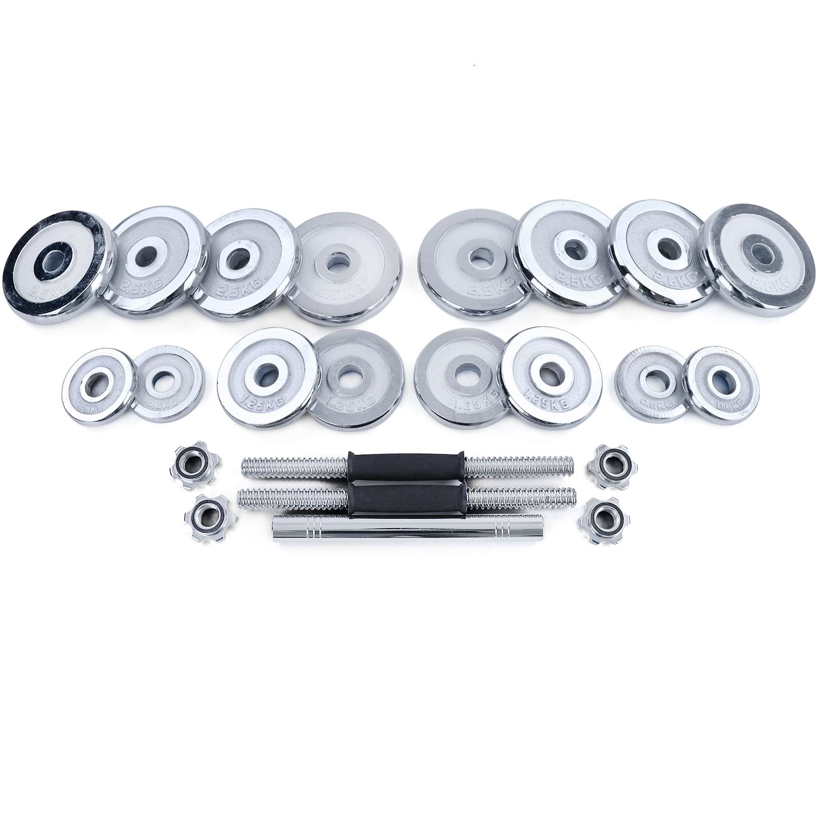 Dumbell set - halterset - 30 kg - chroom - in koffer