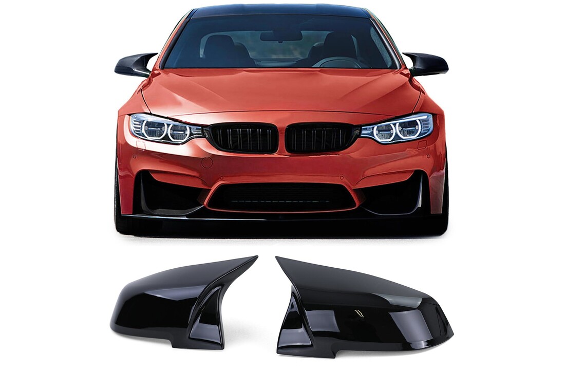 Spiegelkappen - BMW F20 F22 F30 F31 F32 F33 F36 E84 I3 - Sport look- Glanzend Zwart