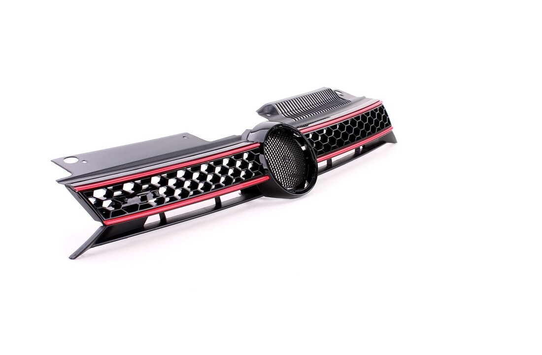 Honingraat grille - geschikt voor VW Golf 6 GTI 08-13 - sportief - zwart rood