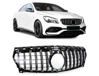 Autogrille - Mercedes CLA C117 W117 16-19 - Sport rooster - GLANS ZWART/CHROOM