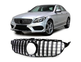 Autogrille - voor Mercedes C klasse W205 S205 13-18 - zwart chroom