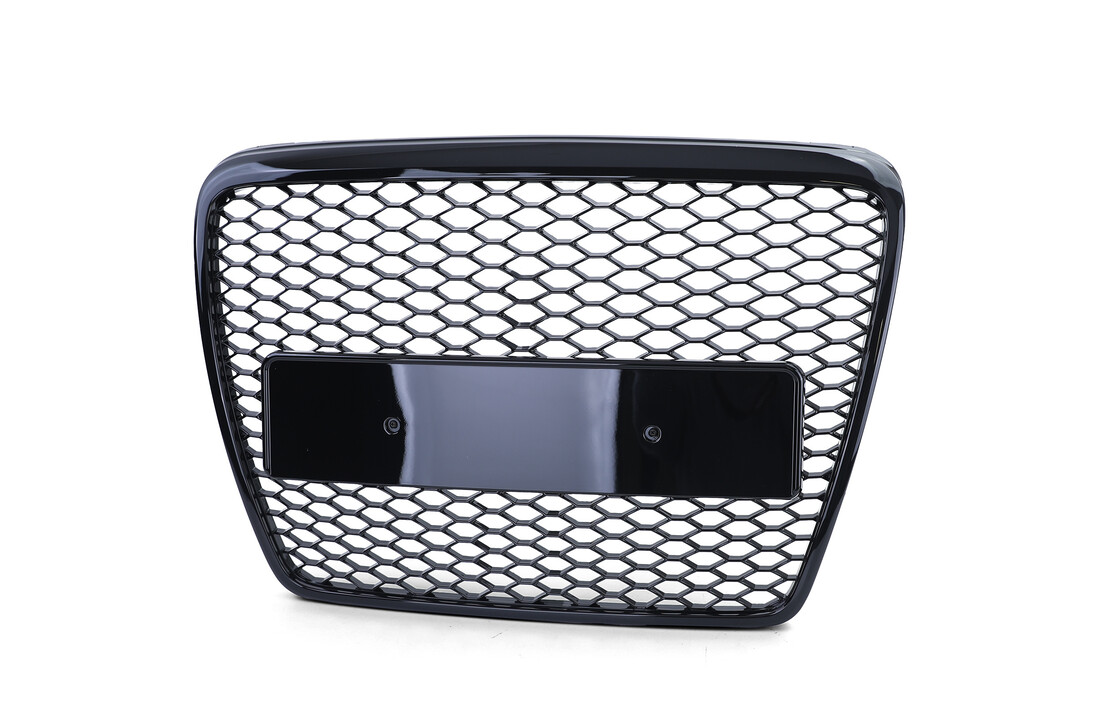 Honingraat grill - geschikt voor Audi A6 C6 4F 2008-2011 sedan/avant - glanzend zwart