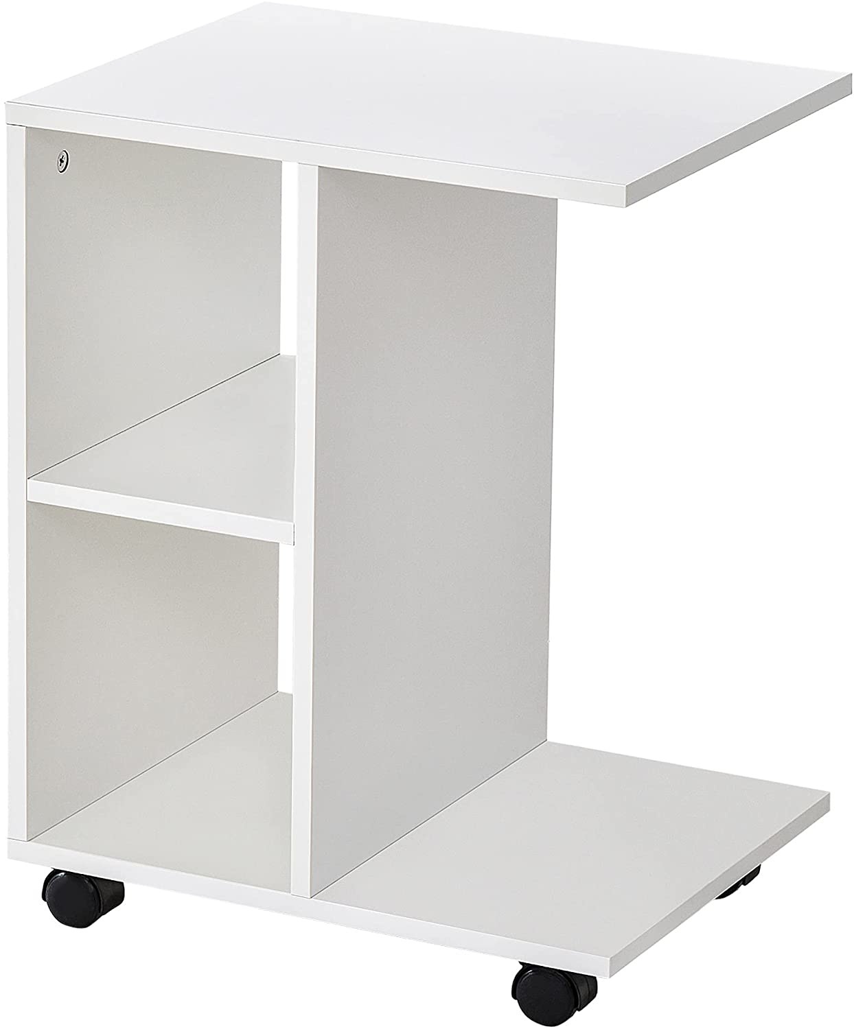 Bijzettafel - op wielen - 45x35x58 cm - wit