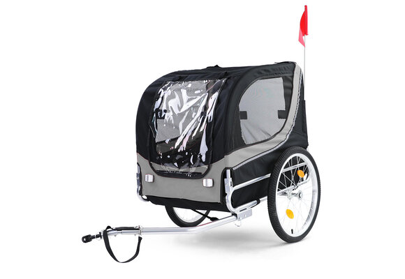 Fietskar hondenkar - opvouwbaar - grijs zwart - max 40 kg