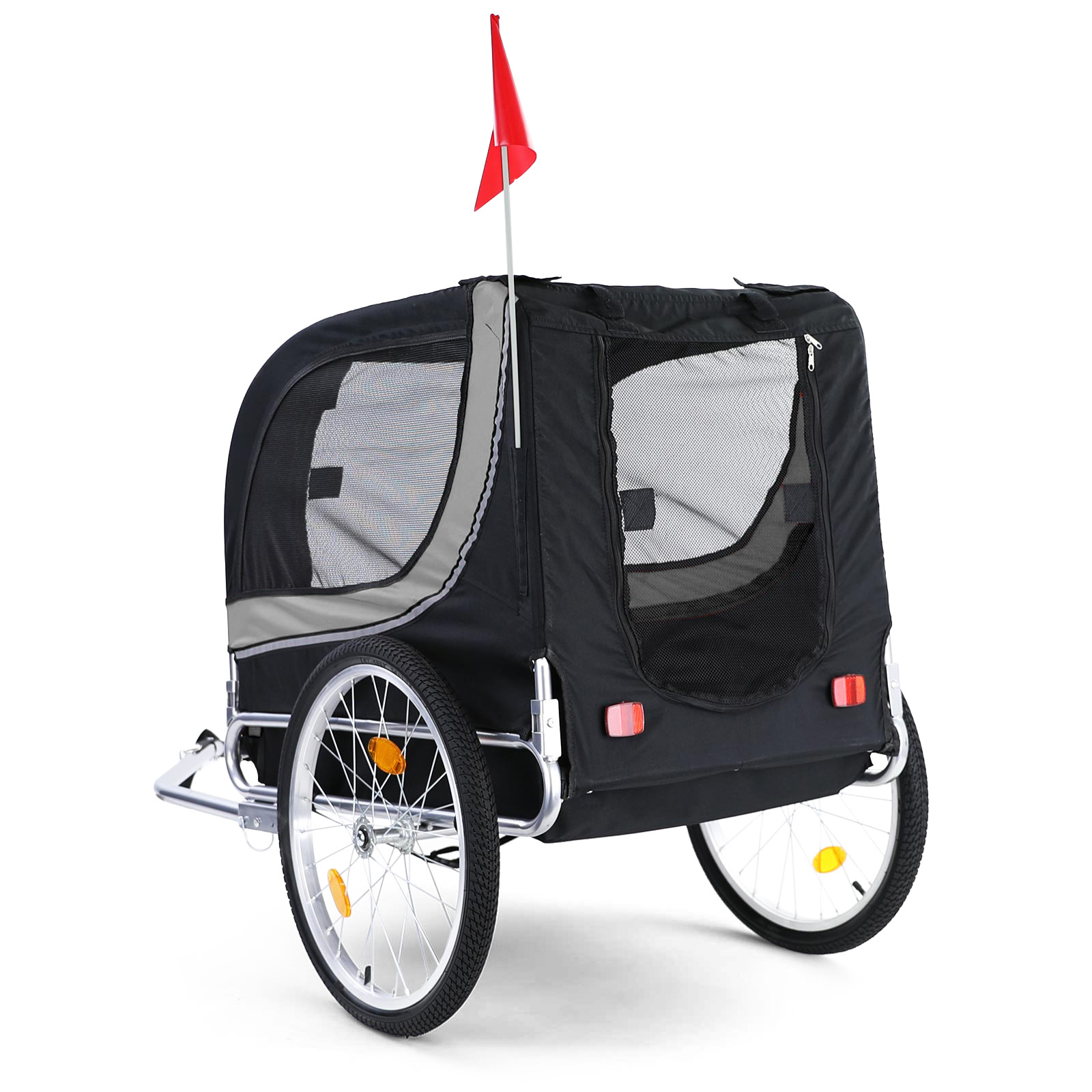 Fietskar hondenkar - opvouwbaar - grijs zwart - max 40 kg