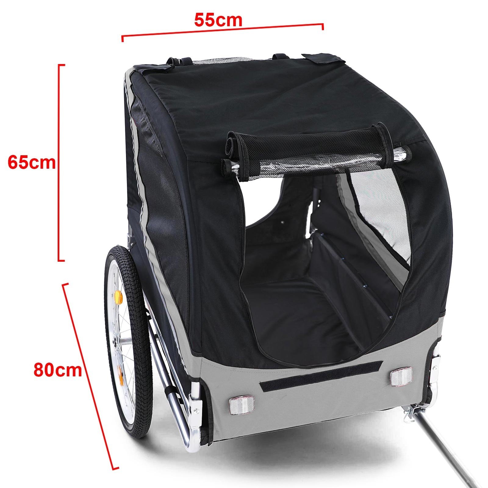 Fietskar hondenkar - opvouwbaar - grijs zwart - max 40 kg