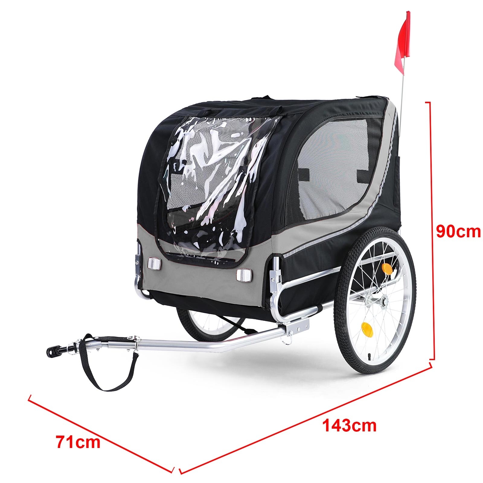 Fietskar hondenkar - opvouwbaar - grijs zwart - max 40 kg