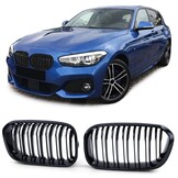 Sportgrille - BMW 1 Serie F20 F21 2015-2019 - dubbele stang - zwart glans