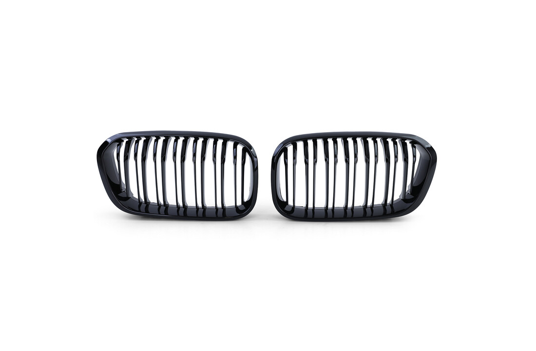 Sportgrille - BMW 1 Serie F20 F21 2015-2019 - dubbele stang - zwart glans