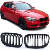 Grille nieren - geschikt voor BMW 1 serie F20 F21 2010-2014 - dubbele stang - mat zwart