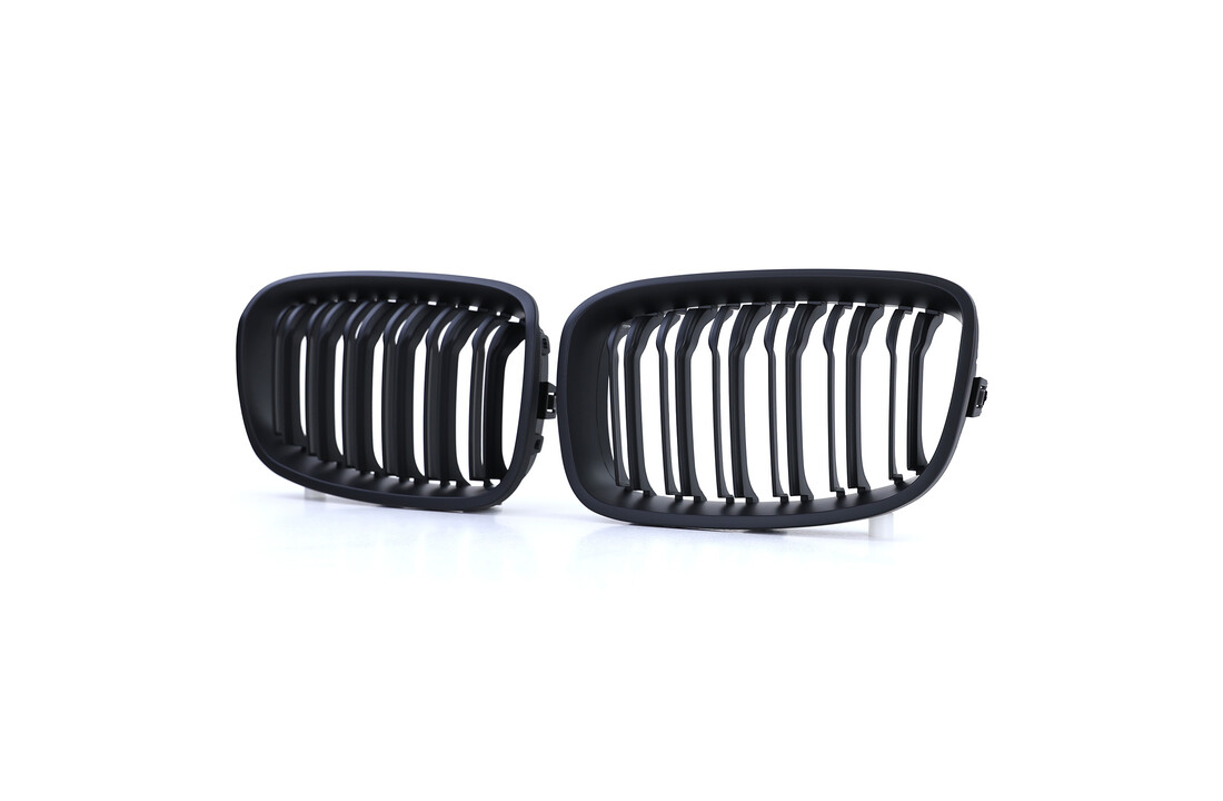 Grille nieren - geschikt voor BMW 1 serie F20 F21 2010-2014 - dubbele stang - mat zwart