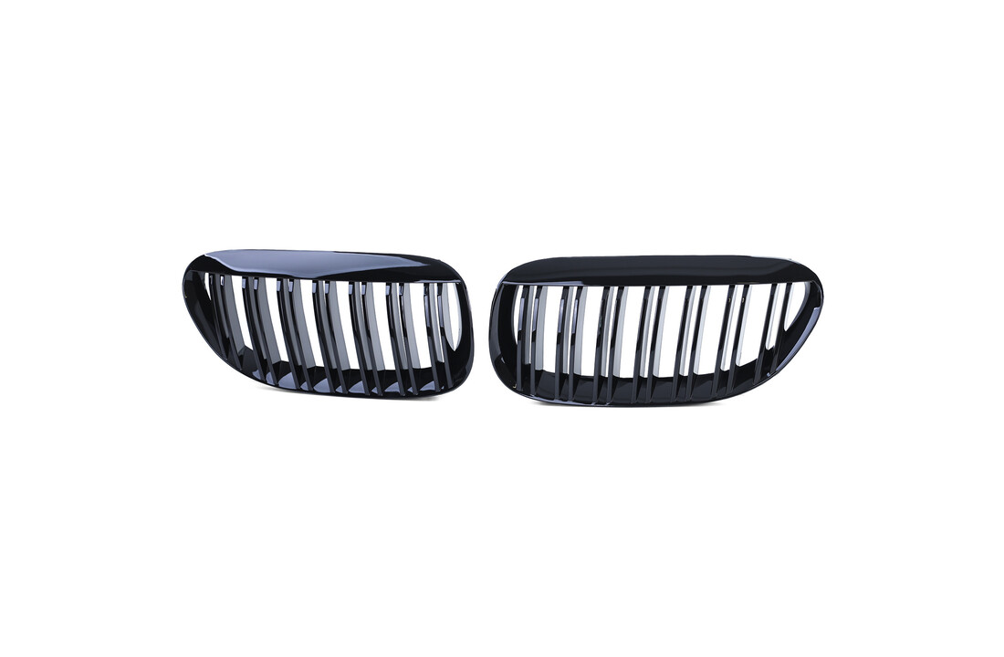 Autogrille geschikt voor BMW 6 Serie E63 E64 2004-2010 - dubbele spijl - zwart glans