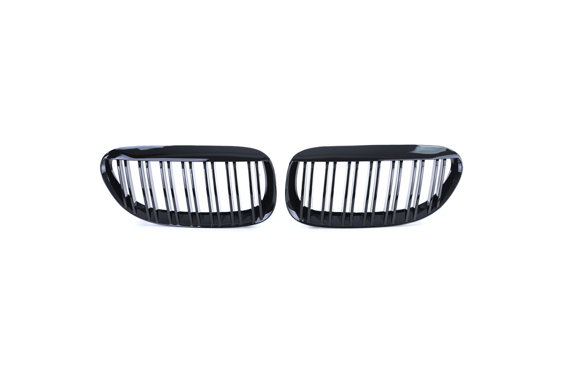Autogrille geschikt voor BMW 6 Serie E63 E64 2004-2010 - dubbele spijl - zwart glans