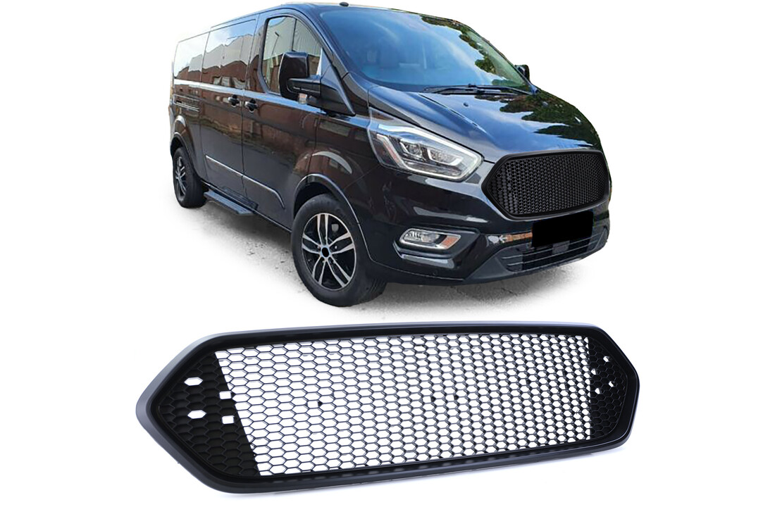 Honingraat grill geschikt voor Ford transit custom vanaf 2018 - sport zwart