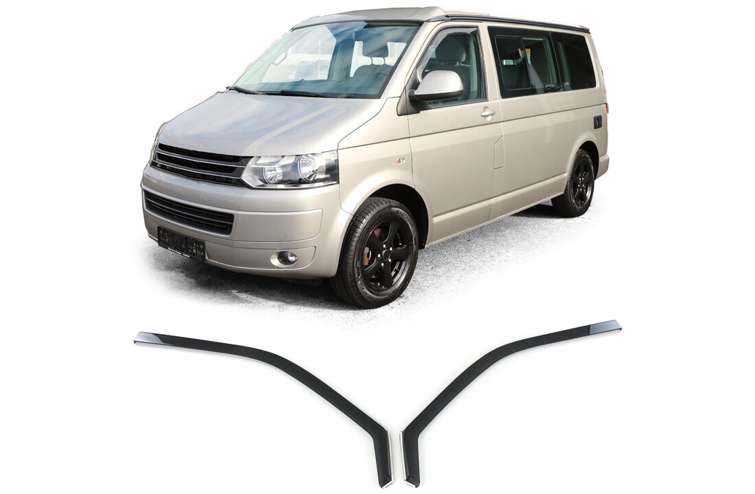 Zijwindschermen geschikt voor VW Bus T5/T6 vanaf 04/2003 - Black Smoke