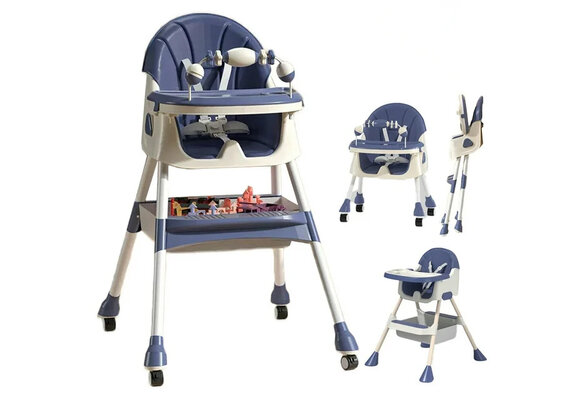 Kinderstoel meegroei - inklapbaar - met speelset - blauw